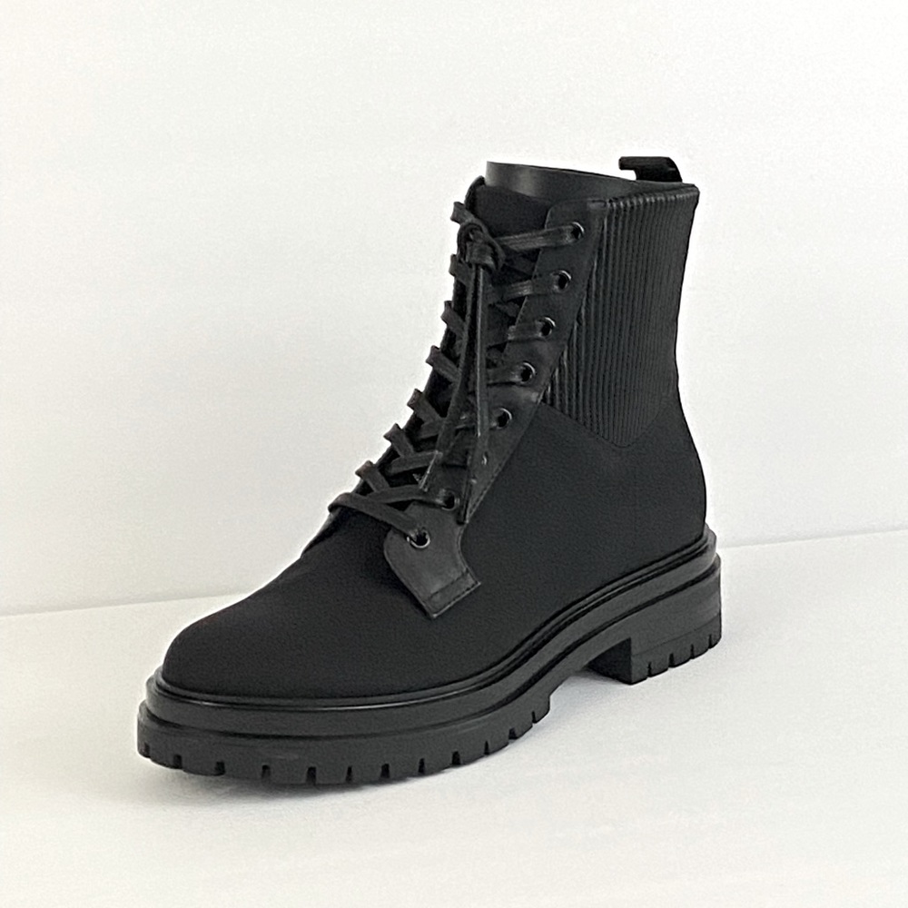 New Gianvito Rossi Nylon Leather Trim Embellishment Combat Boots